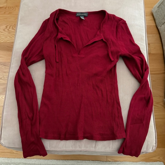 Banana Republic Tops - Banana Republic Cotton Long Sleeve Ribbed Top - XS